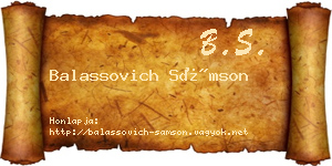 Balassovich Sámson névjegykártya